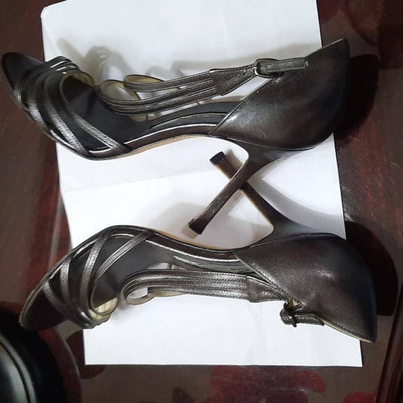 Brian Atwood Metallic Gray Strappy Heels - Picture 3 of 11